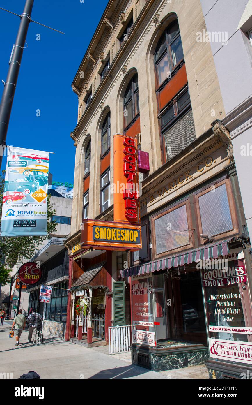 Historic commercial buildings on Elm Street at Manchester Street in