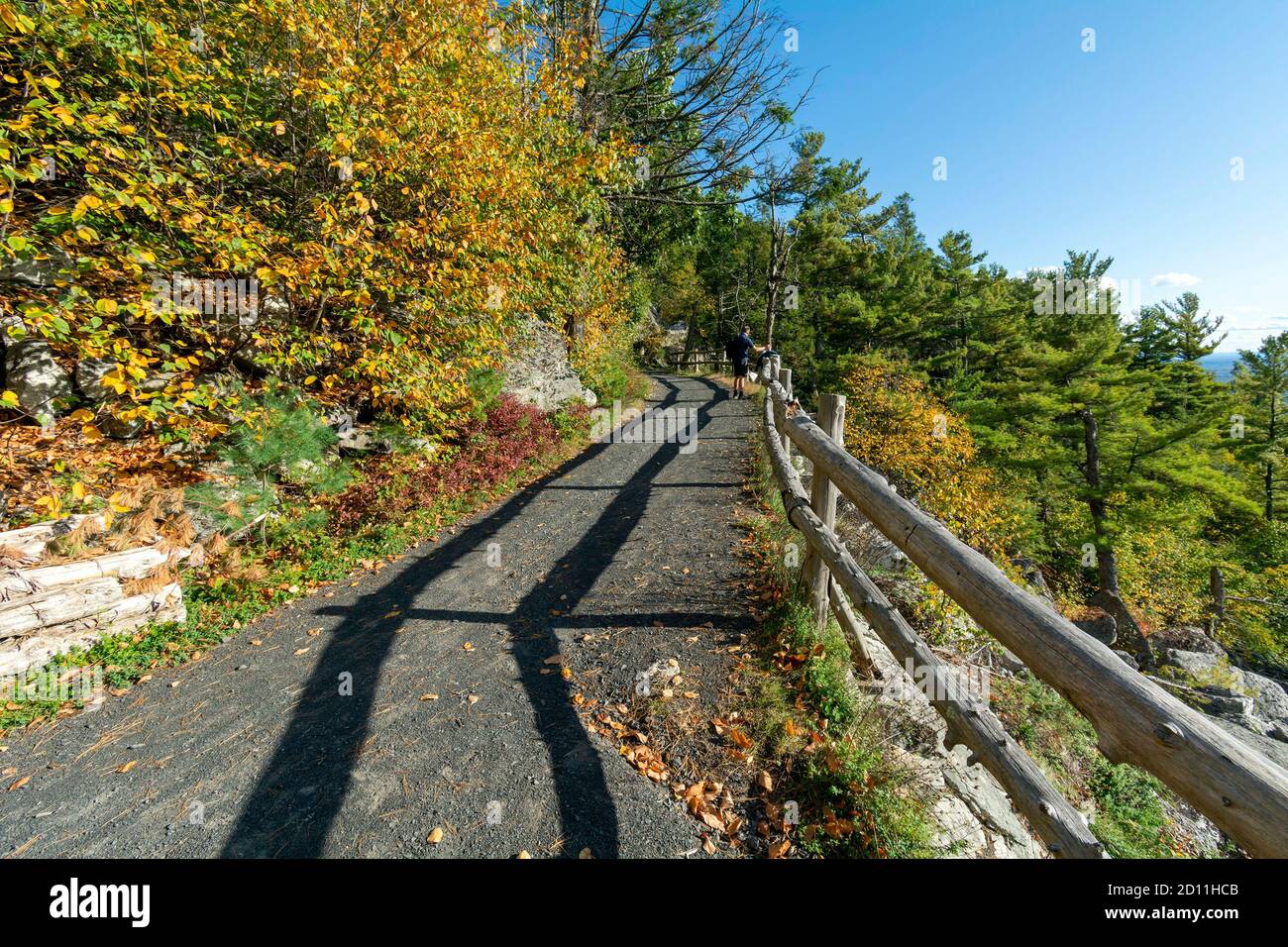 Hiking Trail in the Shawangunk Mountains of Upstate New York With Fall Foliage Stock Photo