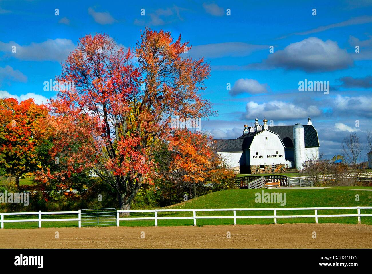 Midwest fall color autumn farm scene setting in Michigan Stock Photo