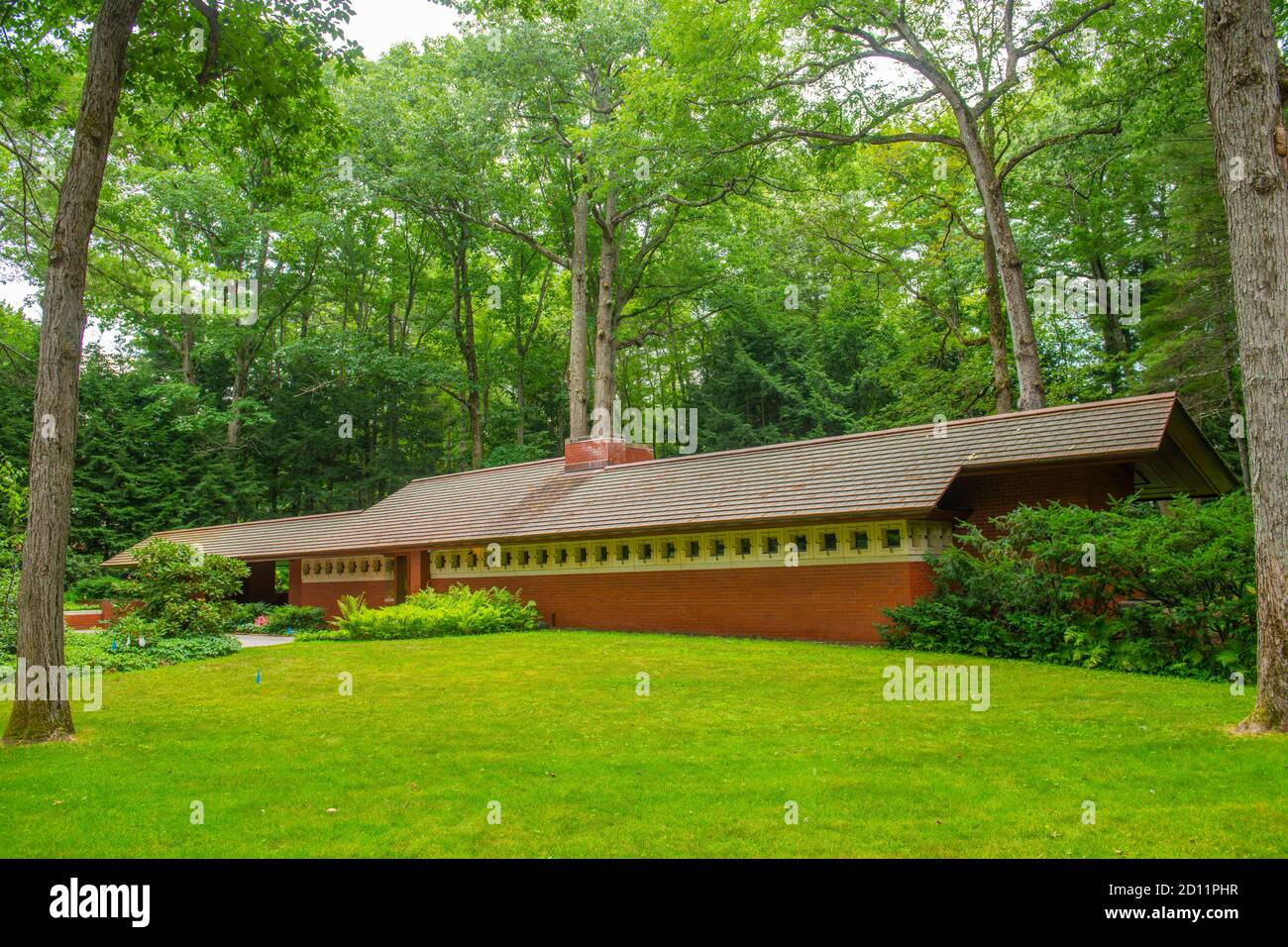 Zimmerman House is a historic house built in 1951 at 223 Heather Street by Frank Lloyd Wright in Manchester, New Hampshire NH, USA. Stock Photo