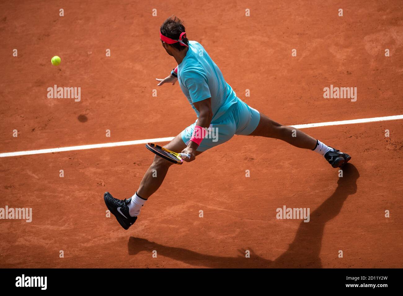 Paris, France. 4th Oct, 2020. Rafael Nadal competes during the men's singles 4th round match between Rafael Nadal of Spain and Sebastian Korda of the United States at the French Open tennis tournament 2020 at Roland Garros in Paris, France, Oct. 4, 2020. Credit: Aurelien Morissard/Xinhua/Alamy Live News Stock Photo