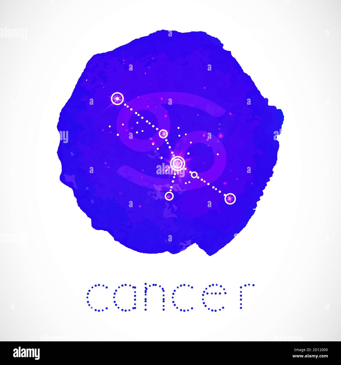 Vector illustration with Zodiac sign and constellation CANCER on a ...