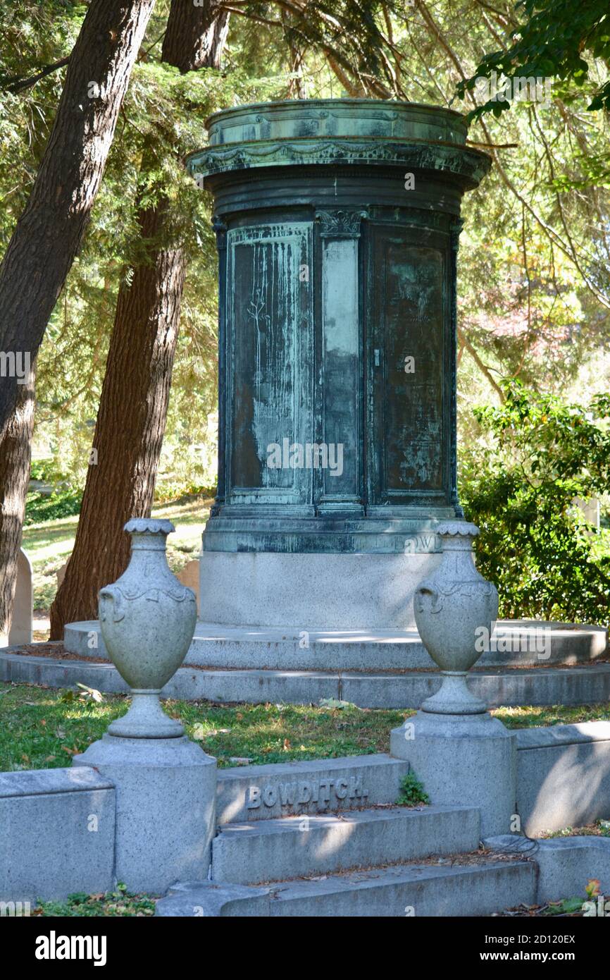 In the iconic Mount Auburn Cemetery, home to many historical figures