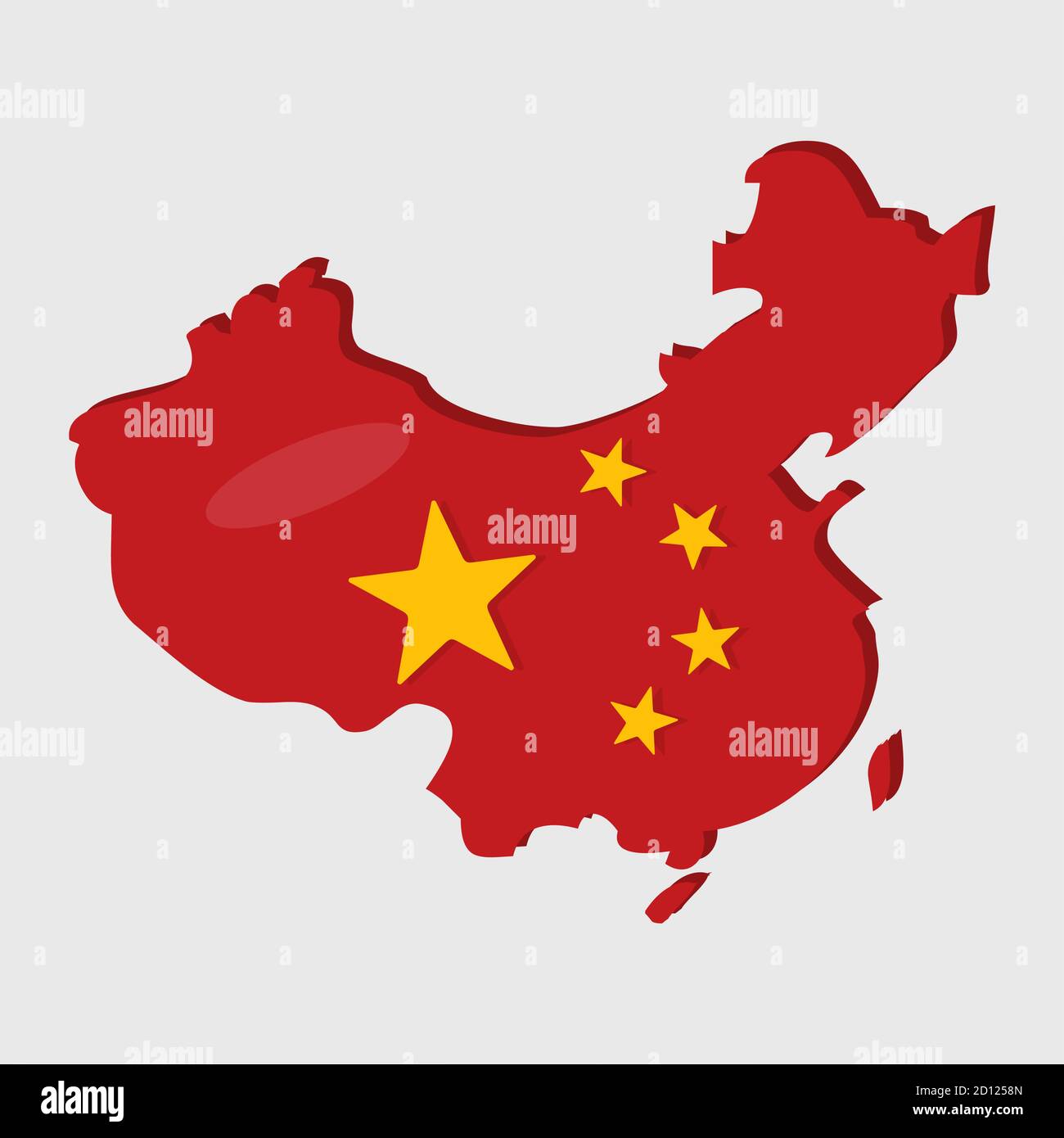 chinese map with chinese national flag inside vector illustration Stock Vector Image & Art - Alamy