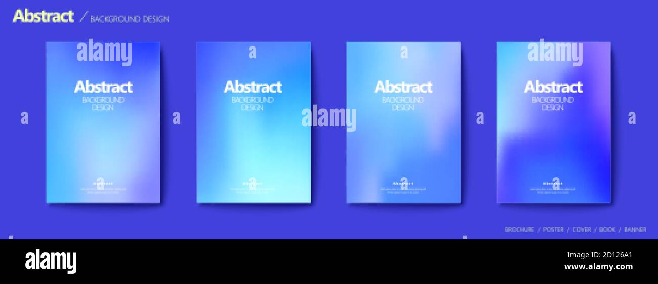 Set of brochure and flyer cover template, with indigo blue blurry gradient background design Stock Vector