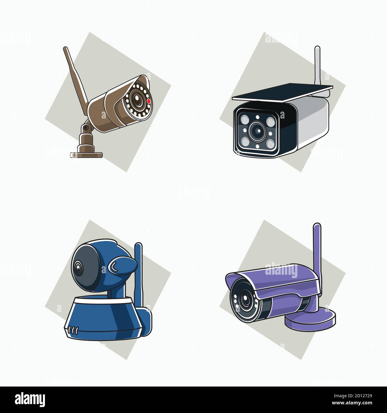 vector illustrations Wireless CCTV (camera surveillance) with antenna