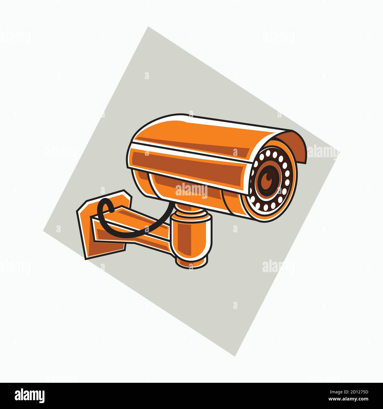 vector illustrations orange tube shaped CCTV (camera surveillance