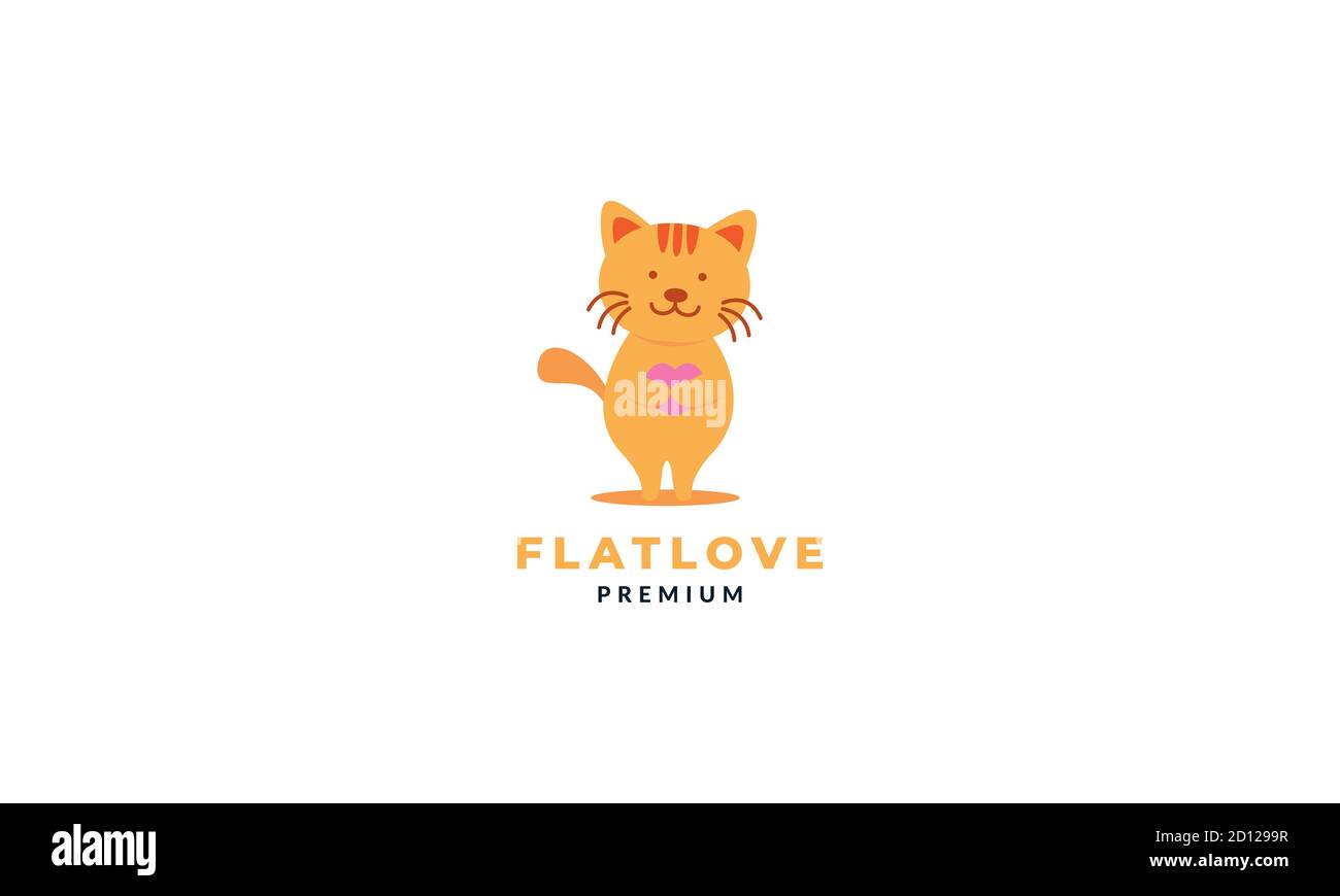 kitten cats pets love heart love care colorful modern mascot logo