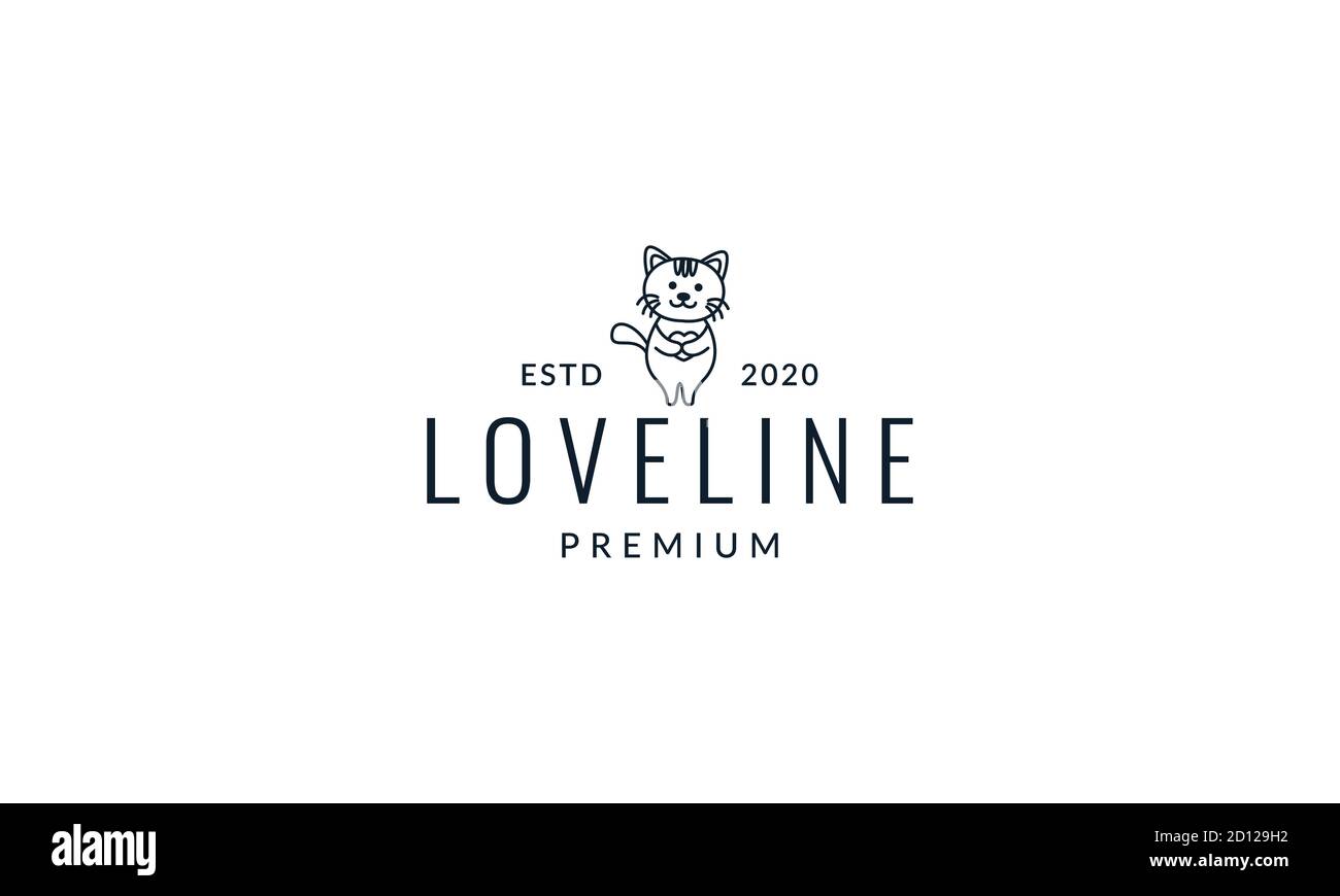 Premium Vector  Kitten cats pets love heart love care colorful modern  mascot logo vector icon illustration