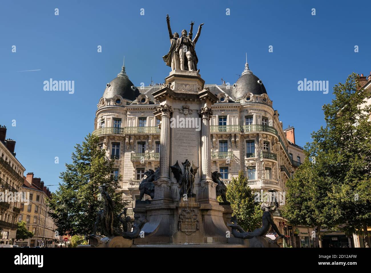 Fountain of Three Orders Grenoble Historic Monument Stock Photo