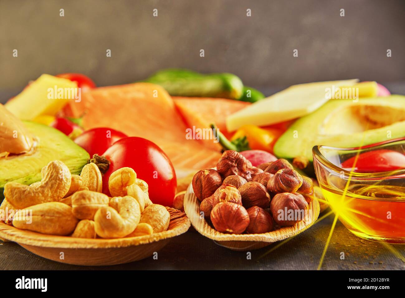 Ketogenic diet concept. Low carb keto diet food set. Green vegetables