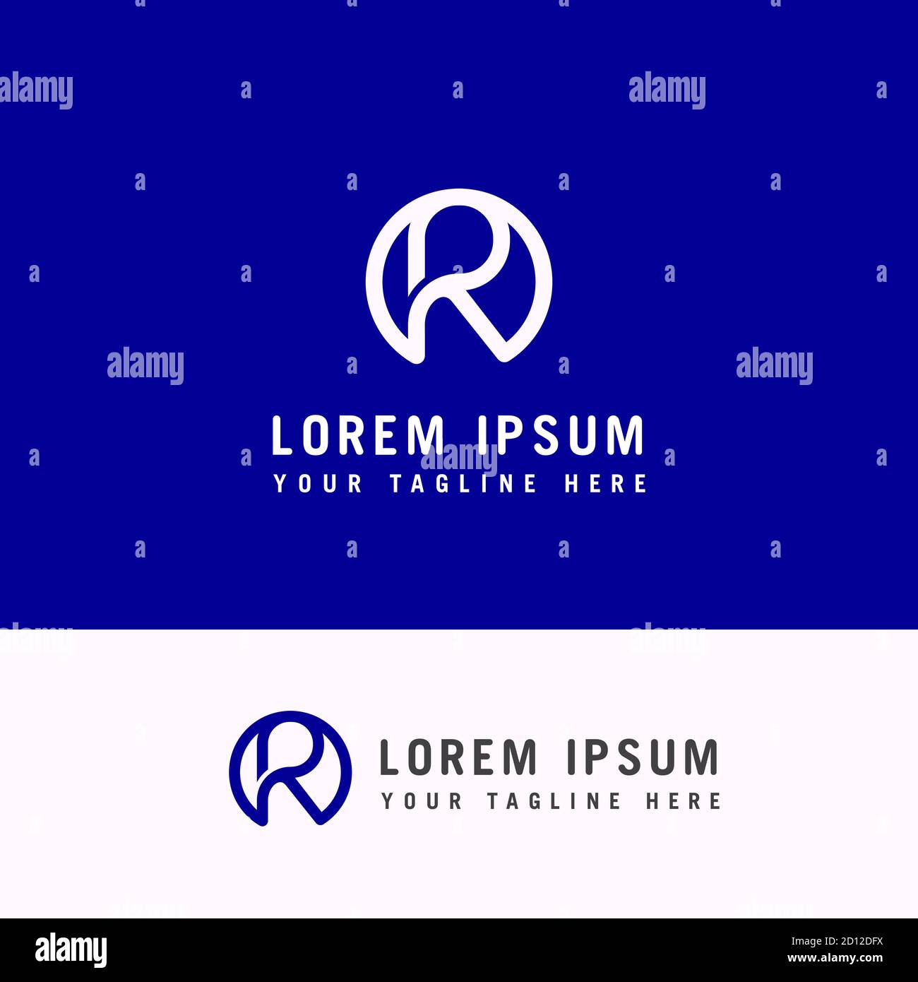 R letter logo lines emblem sign vector element icon Stock Vector