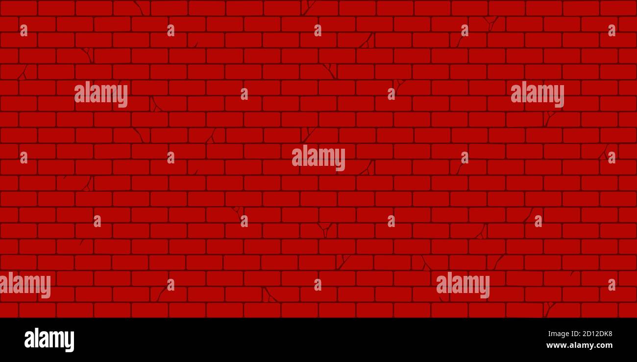 Flat Red Brick Wall Seamless Texture Decorative Background Vector Illustration Art Stock Vector