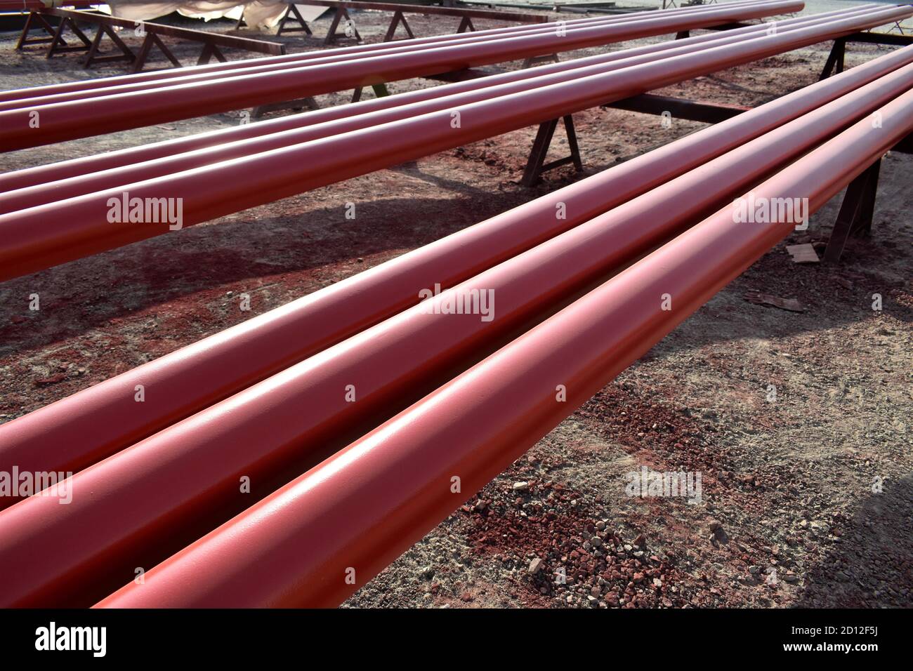 Red steel pipes for fire fighting system and extinguishing water