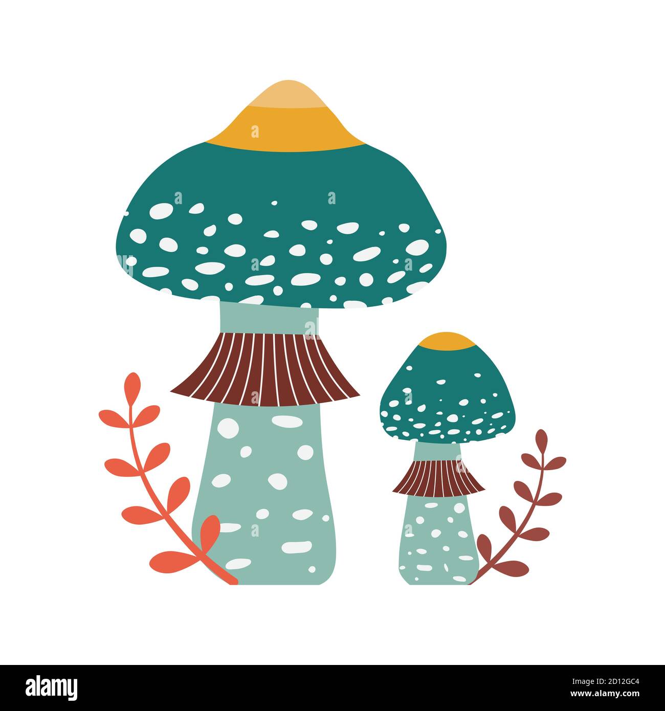 Forest Mushroom Indigo Milk Cap in Cartoon Stock Vector