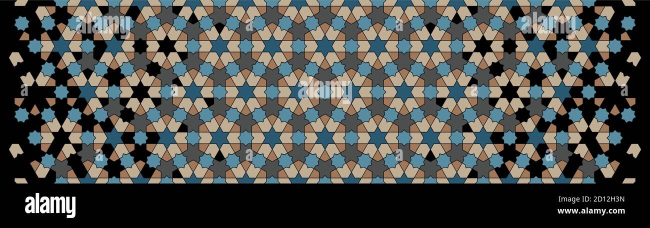 Modern islamic pattern. Geometric halftone texture with color tile disintegration or breaking. Stock Vector