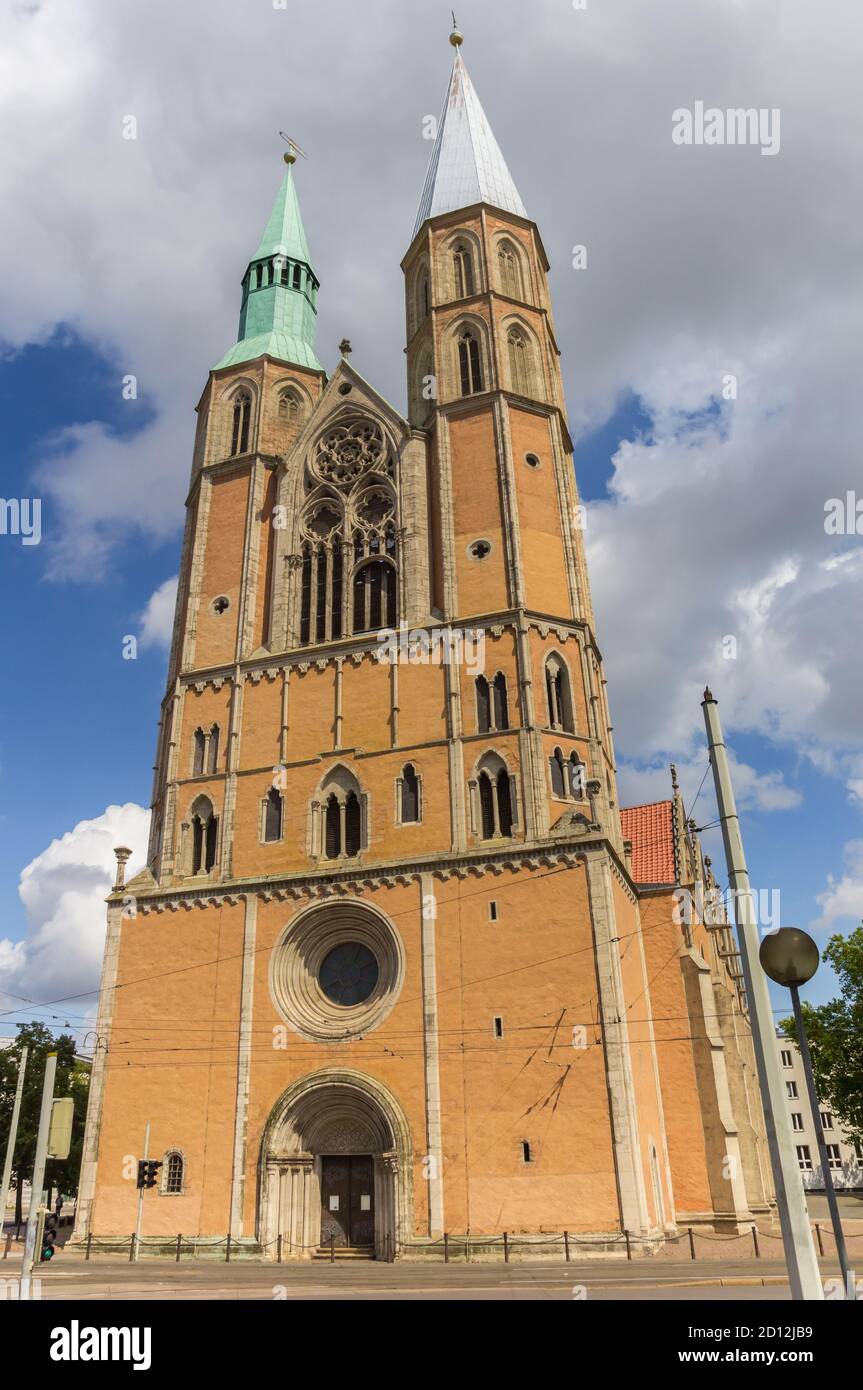 Front facade of  the Katarinenkirche church of Braunschweig, Germany Stock Photo