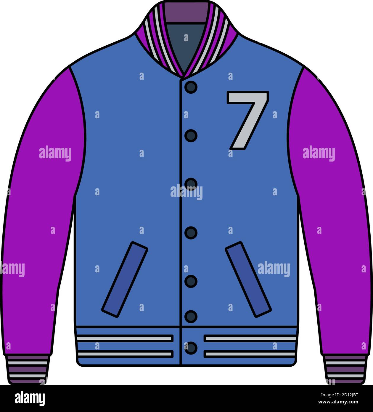 Baseball Jacket Icon. Editable Outline With Color Fill Design. Vector