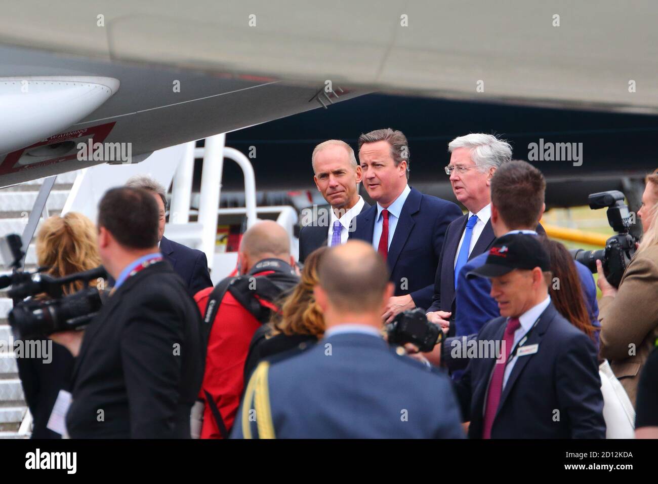 Prime Minister David Cameron visiting the Farnborough International Airshow 2016, Hampshire, UK Stock Photo