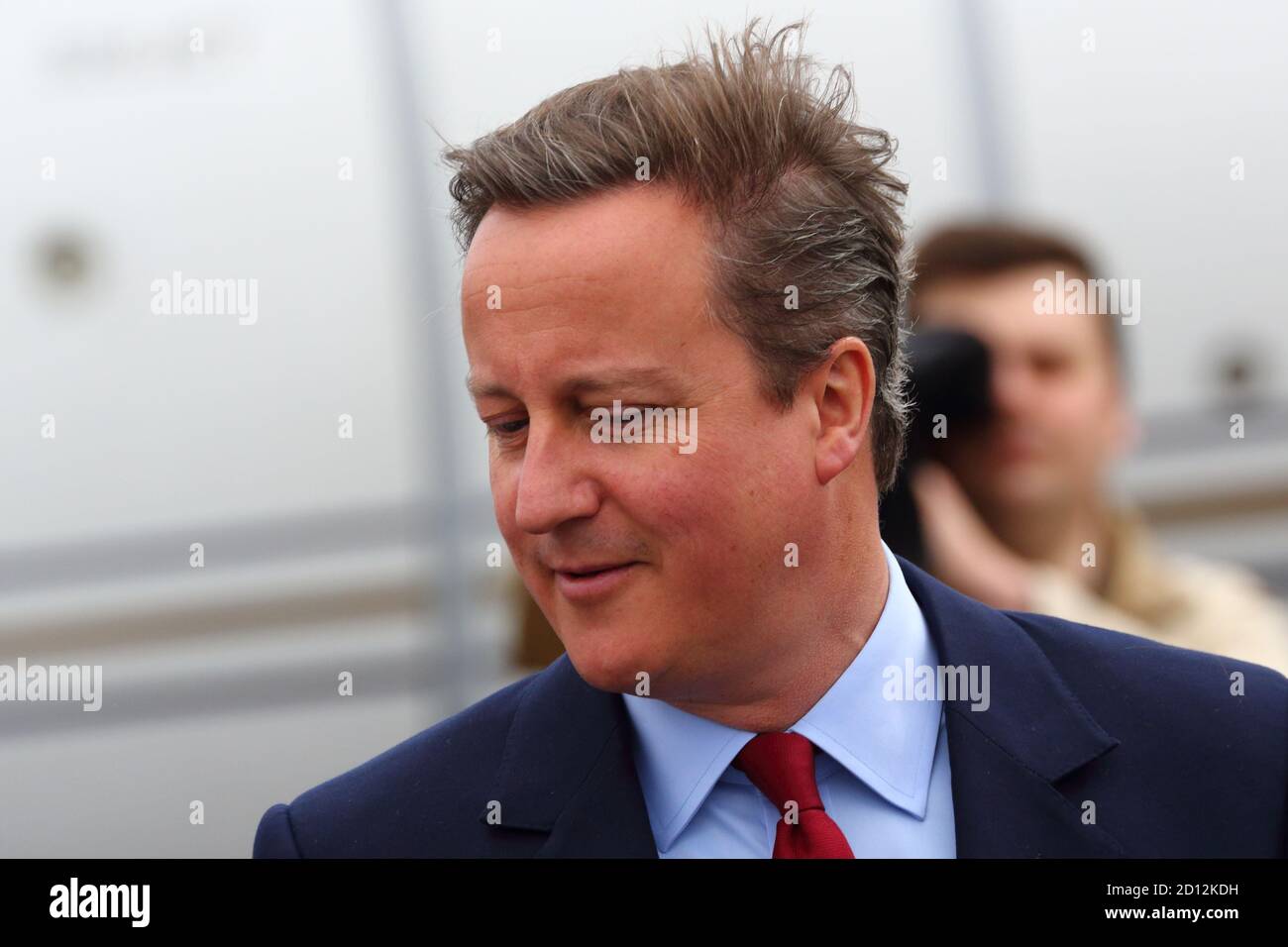 Prime Minister David Cameron visiting the Farnborough International Airshow 2016, Hampshire, UK Stock Photo