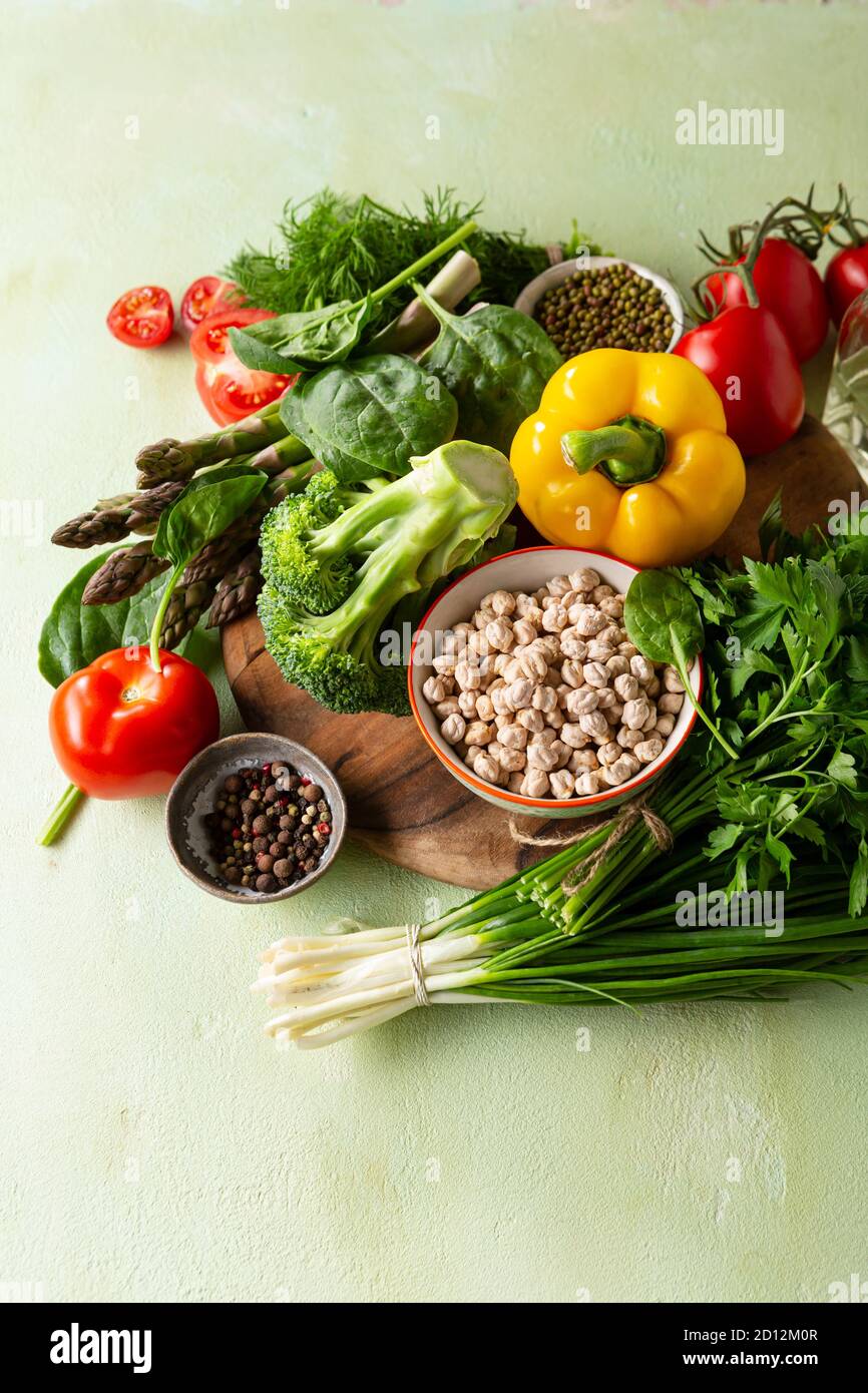 Clean Fresh Food Set of healthy food, clean food and green vegetables Stock Photo - Alamy