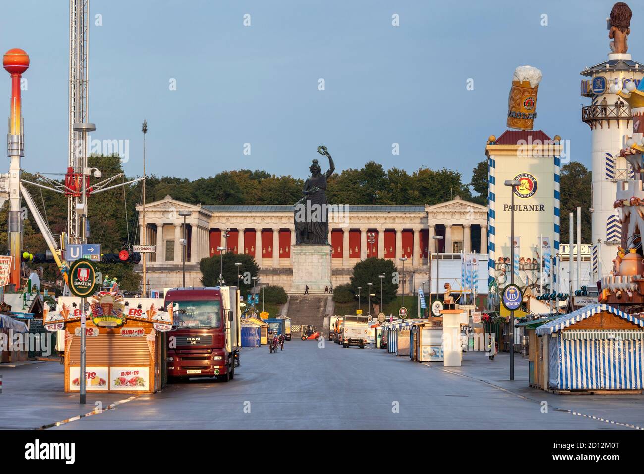 geography / travel, Germany, Bavaria, Munich, design layout Oktoberfest post Bavaria with pantheon, Th, Additional-Rights-Clearance-Info-Not-Available Stock Photo