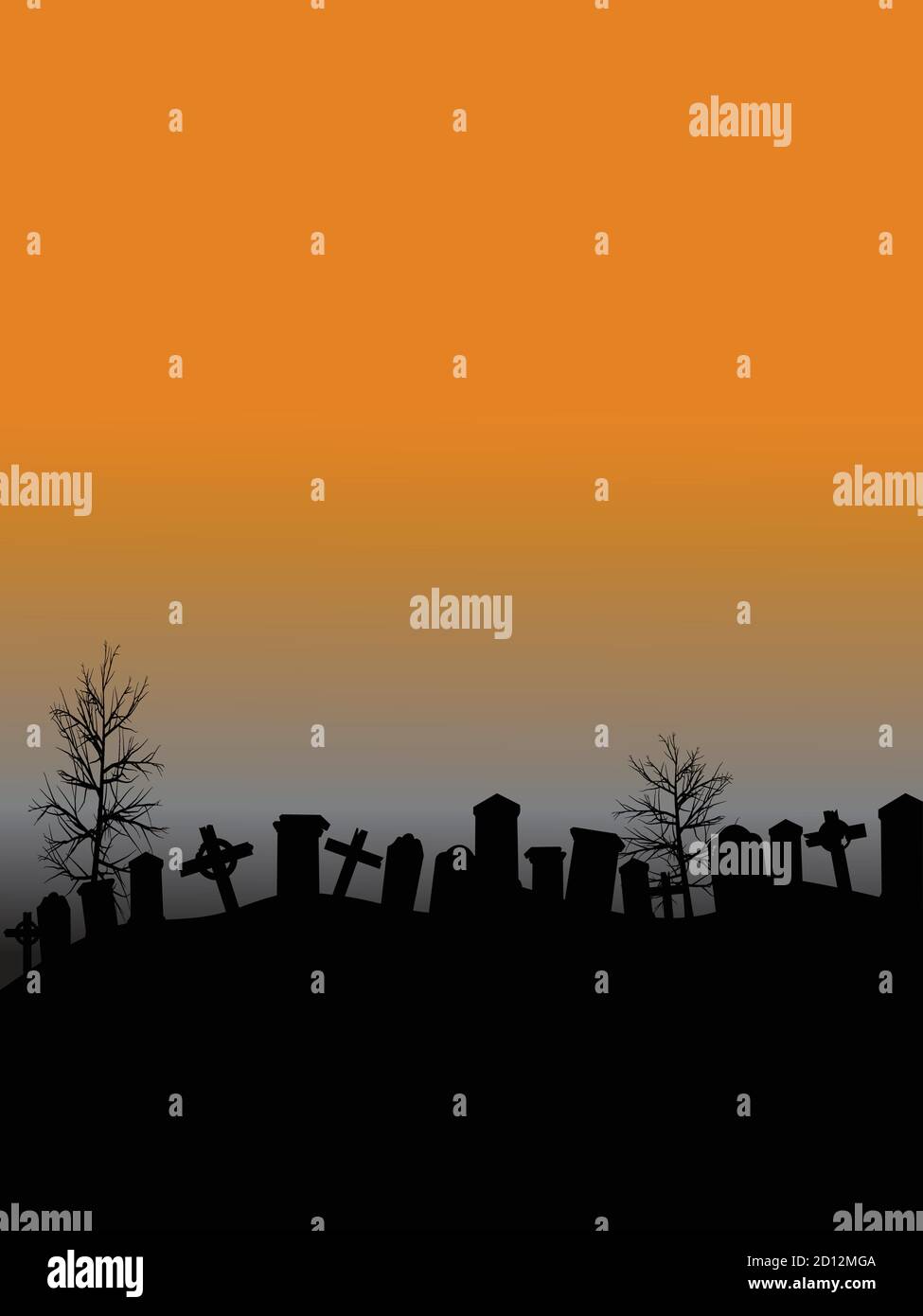 Halloween Spooky Blank Copy Space Background With Graveyard Black ...
