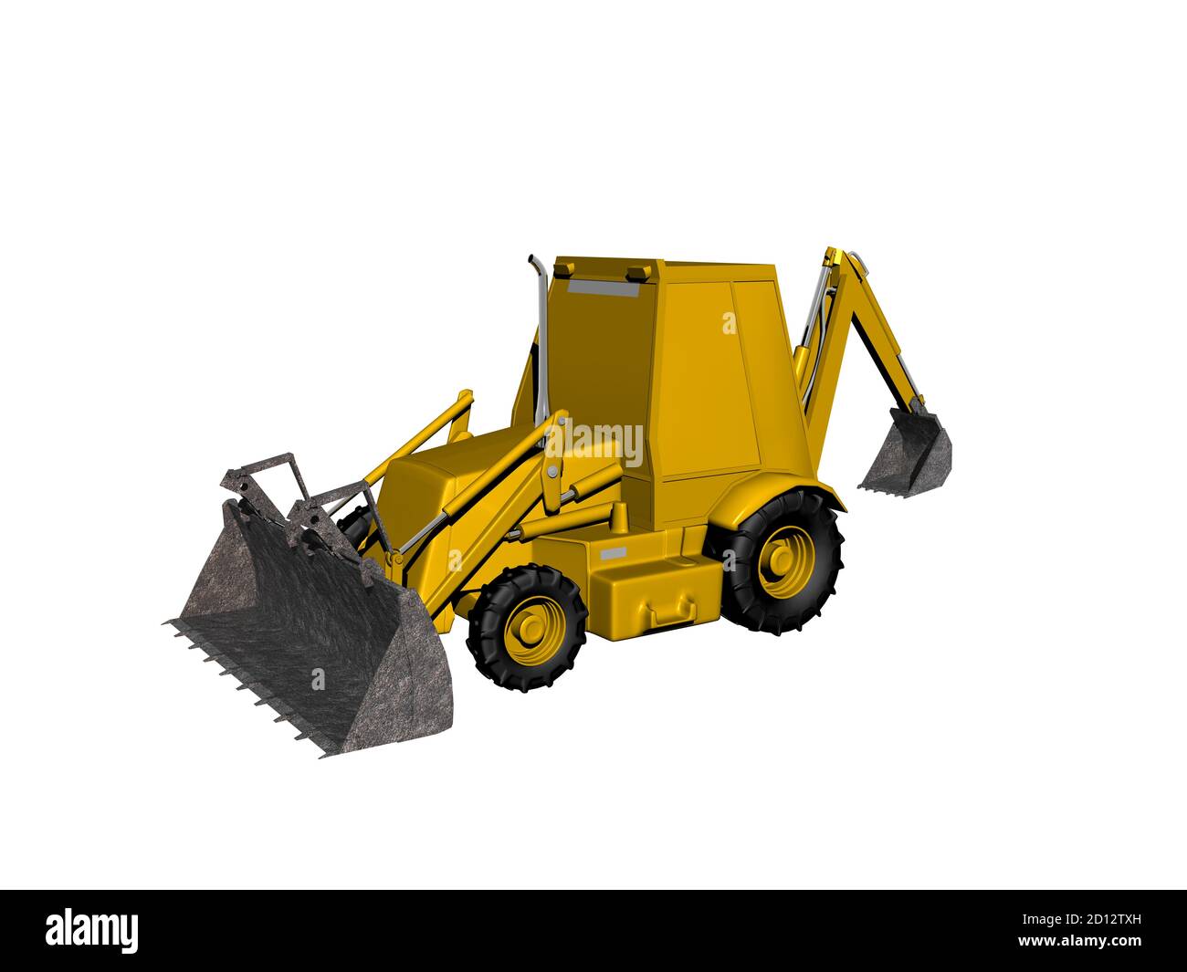 yellow excavator on construction site Stock Photo - Alamy