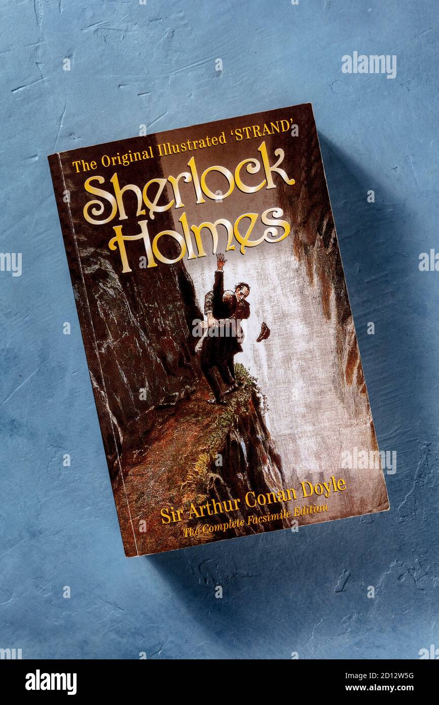 Madrid, Spain - September 22, 2020: Sherlock Holmes stories by sir Arthur Conan Doyle, the original illustrated Strand edition, shot from the top Stock Photo