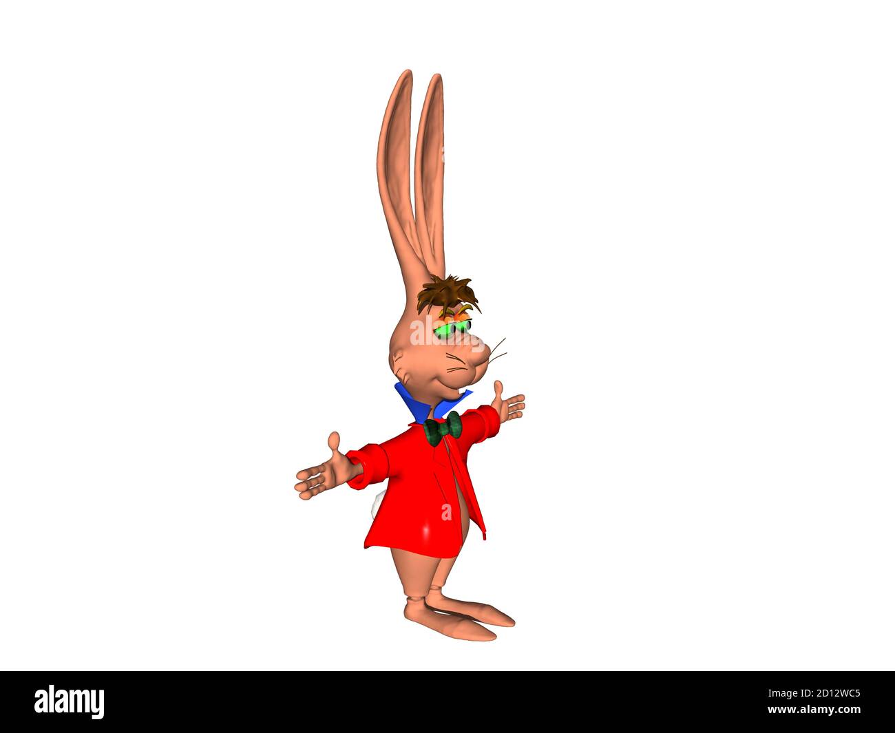 Cartoon rabbit in a red coat Stock Photo