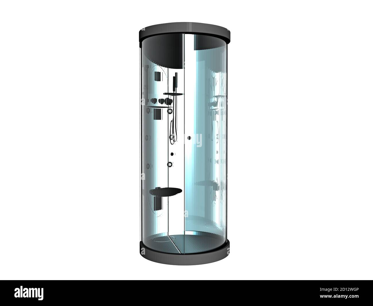 round shower cubicle with fittings Stock Photo Alamy
