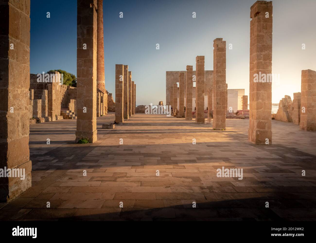 Shot of the ruins of the ancient building Tonnara di Vendicari. The building was used in the past as a workplace for tuna fishing. The place is now ab Stock Photo