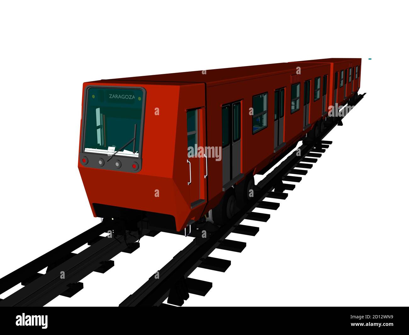 red regional train on rails Stock Photo - Alamy