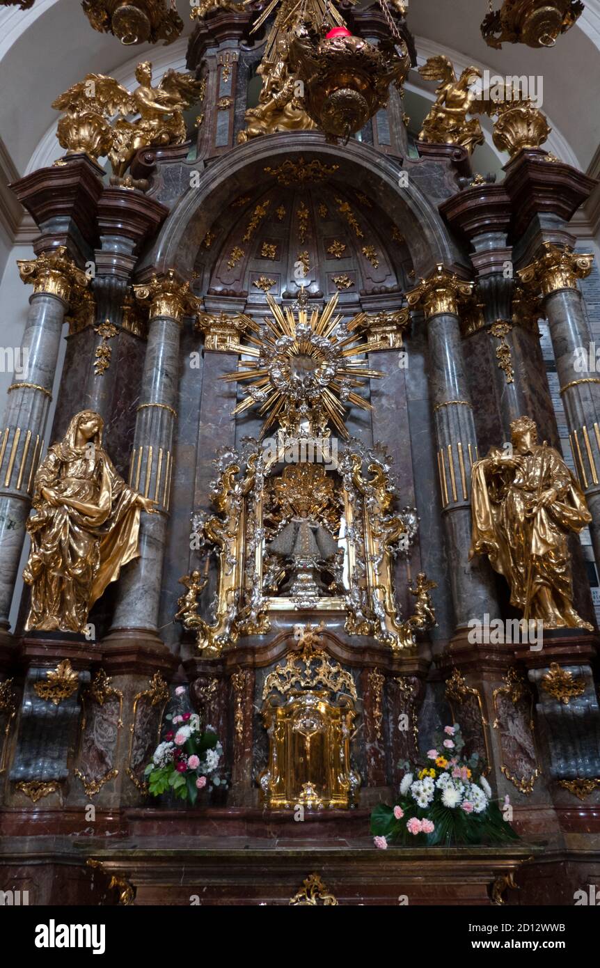 Interior of the Church of Our Lady Victorious or Shrine of the Infant Jesus of Prague (Child Jesus of Prague) in Prague, Czech Republic, Europe Stock Photo