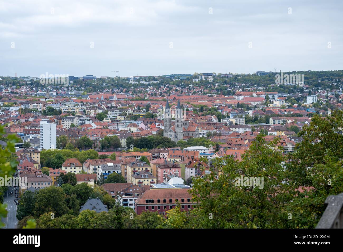 Reisen, Deutschland, Bayern, Würzburg, Nikolausberg, October 03.Blick auf die Stadt Würzburg. *nur redaktionelle Nutzung* Stock Photo