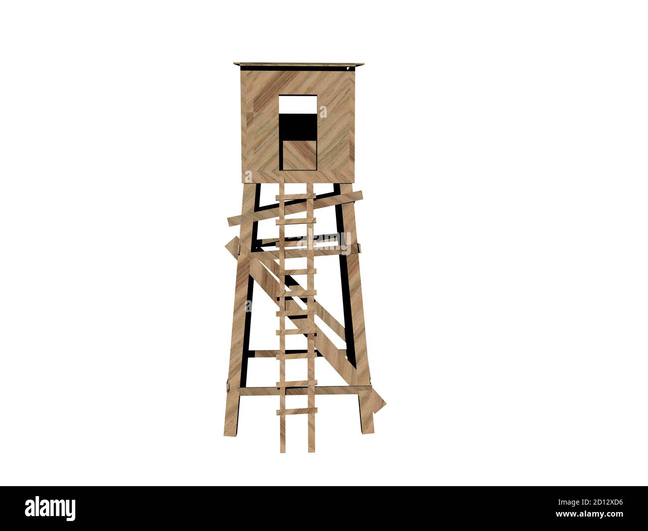 wooden watchtower with ladder Stock Photo