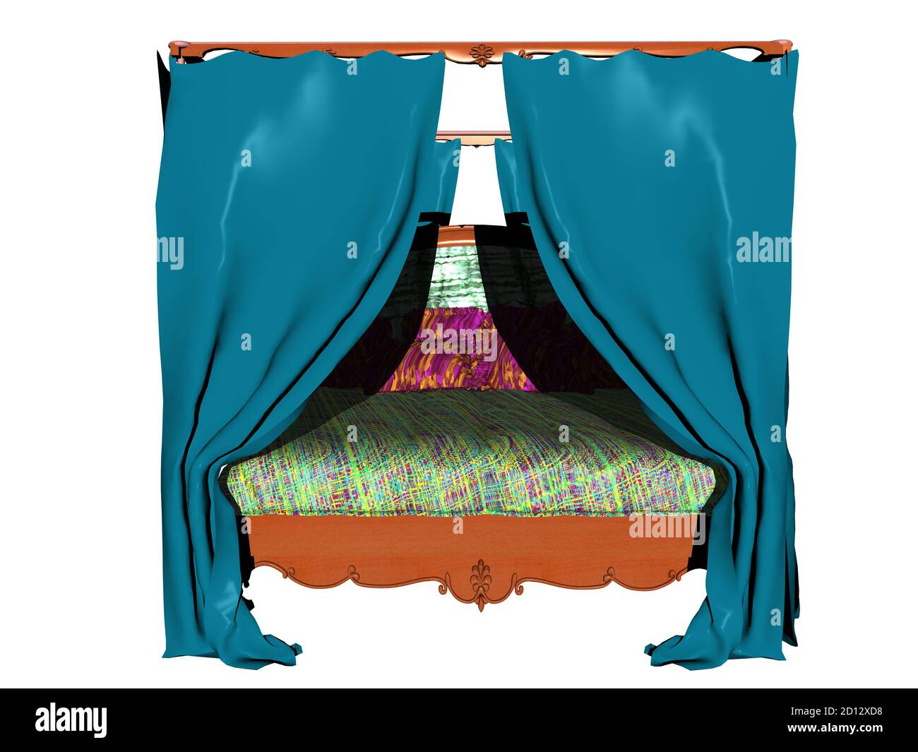 Four poster bed with curtains Cut Out Stock Images & Pictures - Alamy