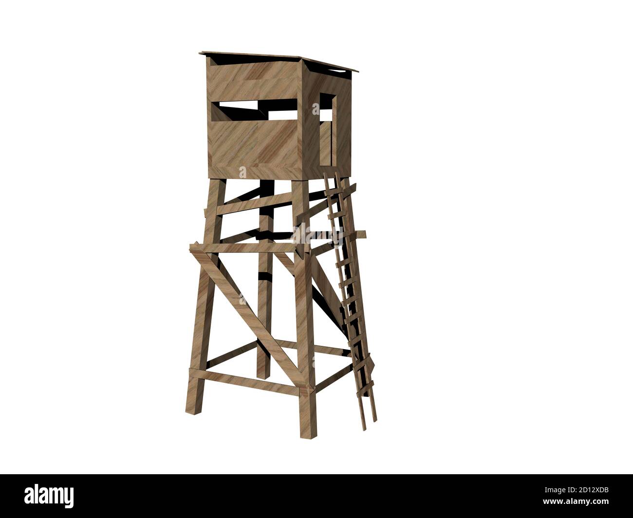 wooden watchtower with ladder Stock Photo