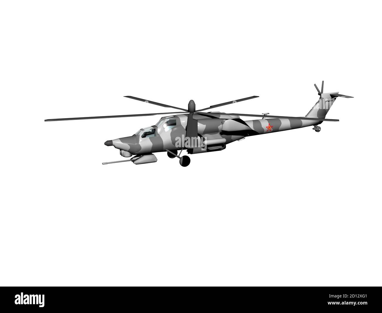 Helicopter with camouflage colors in the sky Stock Photo