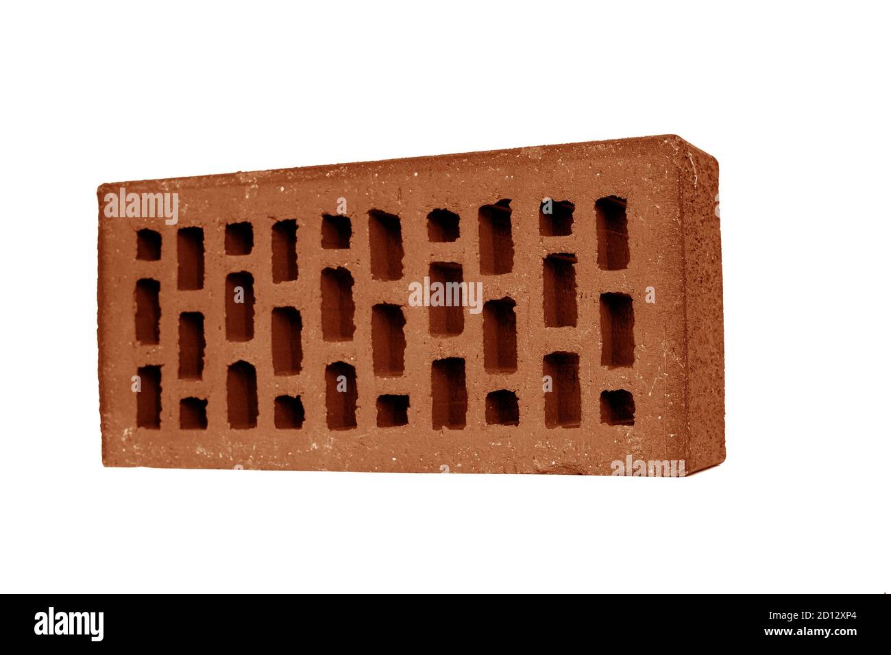 red brick (brick block) on a white background. Ceramic block of a new