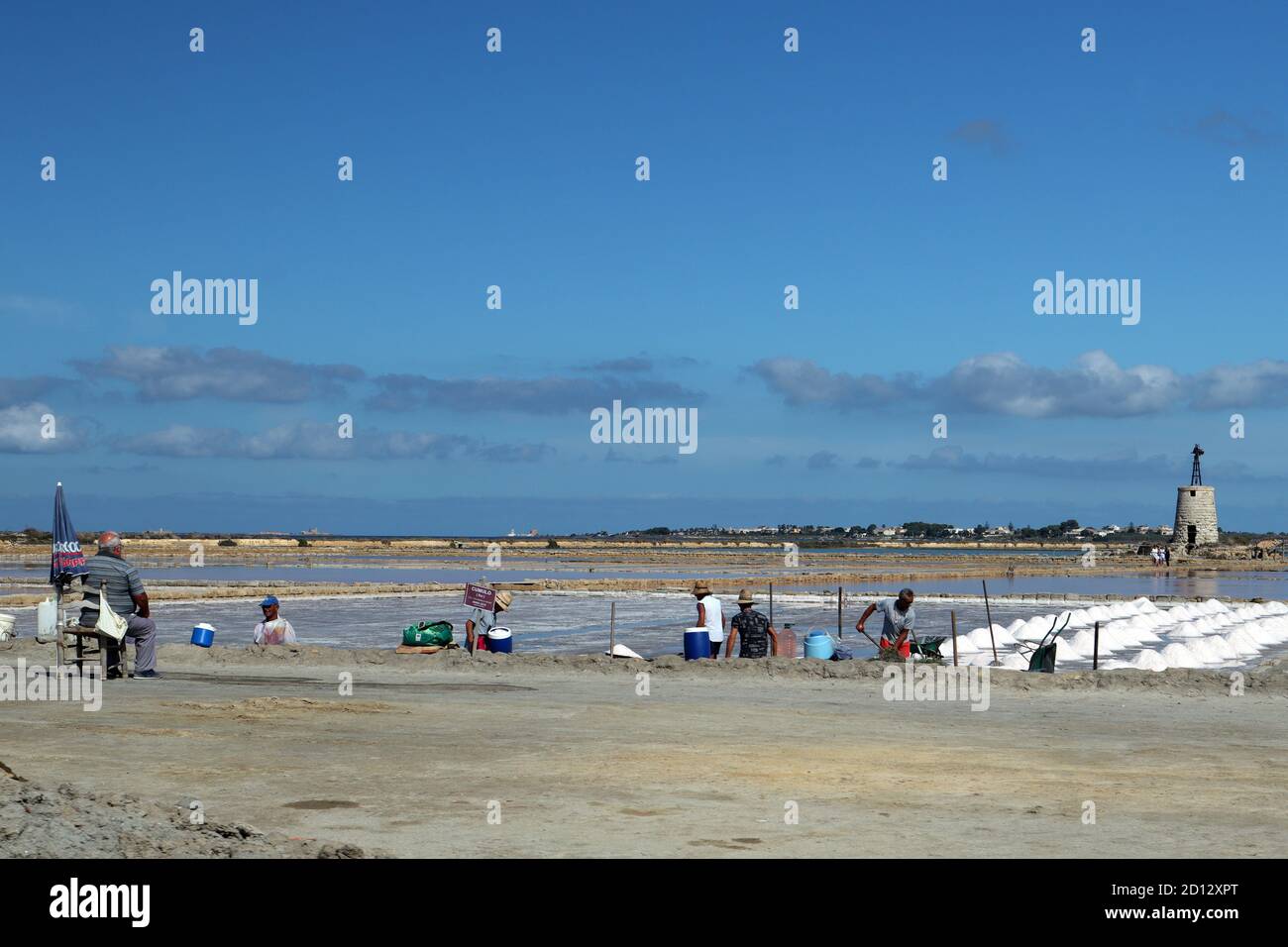 Salt pans at Stagnone Reserve near Trapani Sicily, Italy Stock Photo