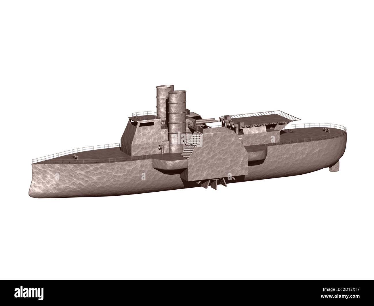 Military ship with armament Stock Photo