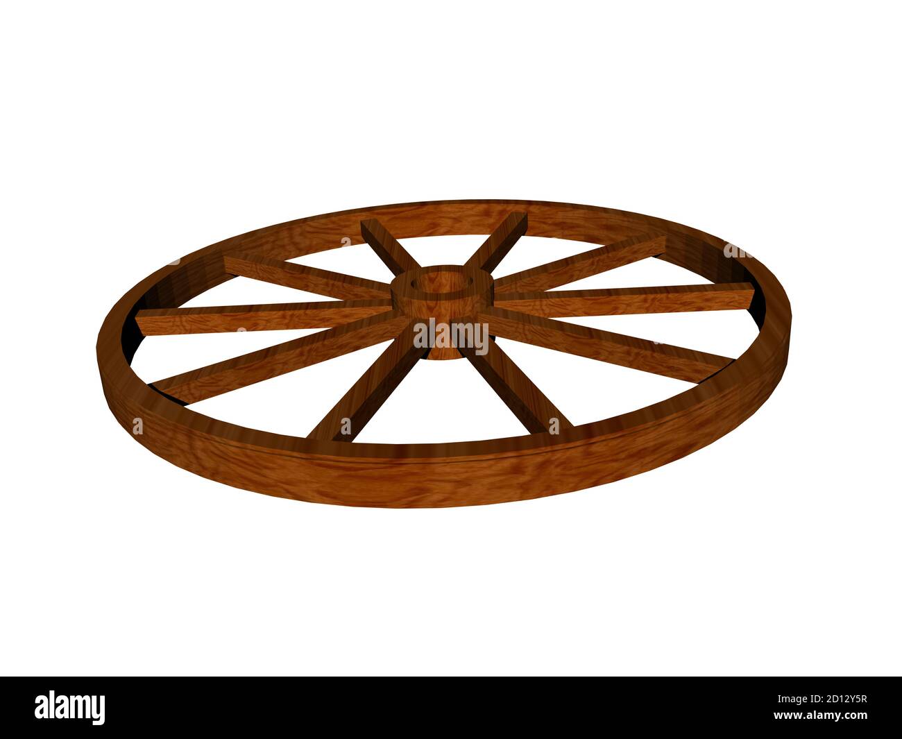 wooden wagon wheel for covered wagons Stock Photo