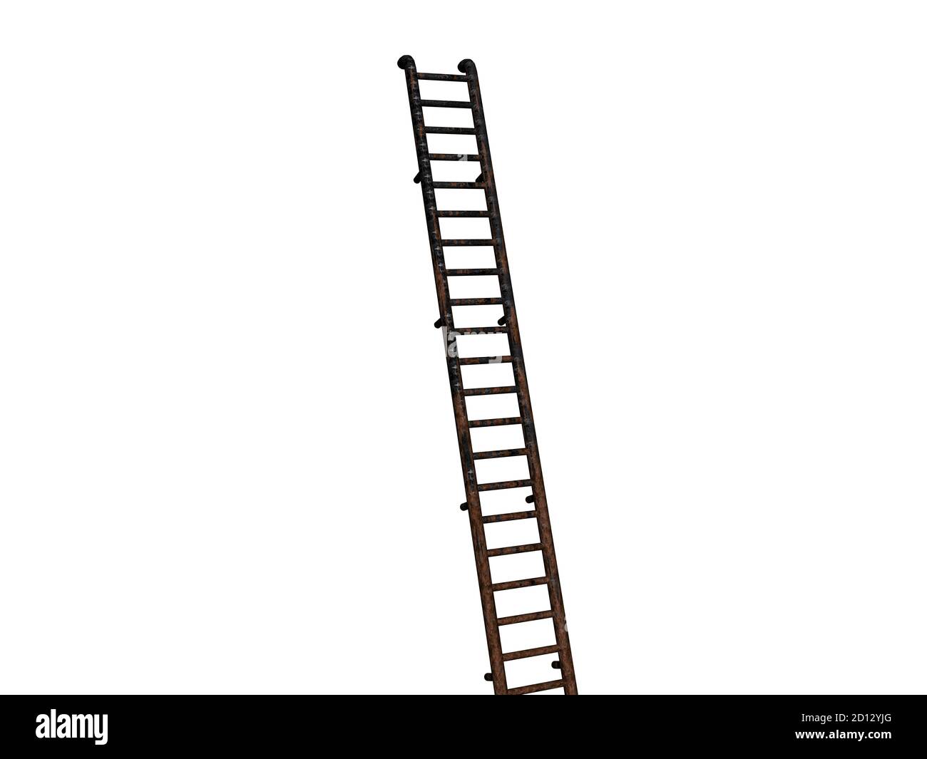 long wooden ladder with rungs Stock Photo Alamy