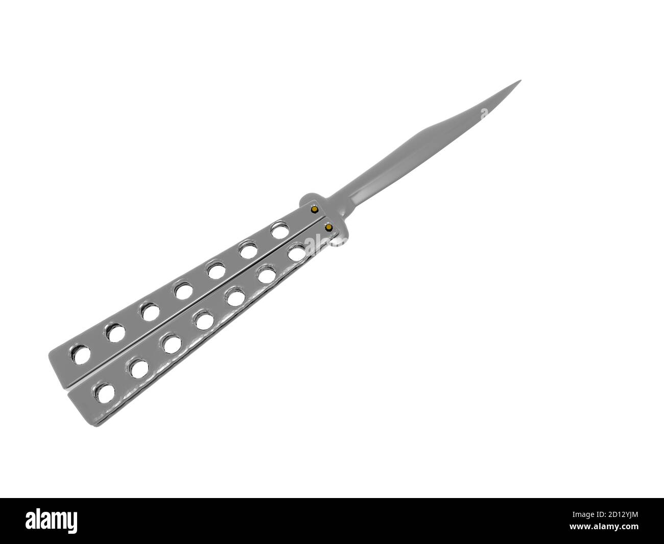 metallic butterfly knife as a stab weapon Stock Photo