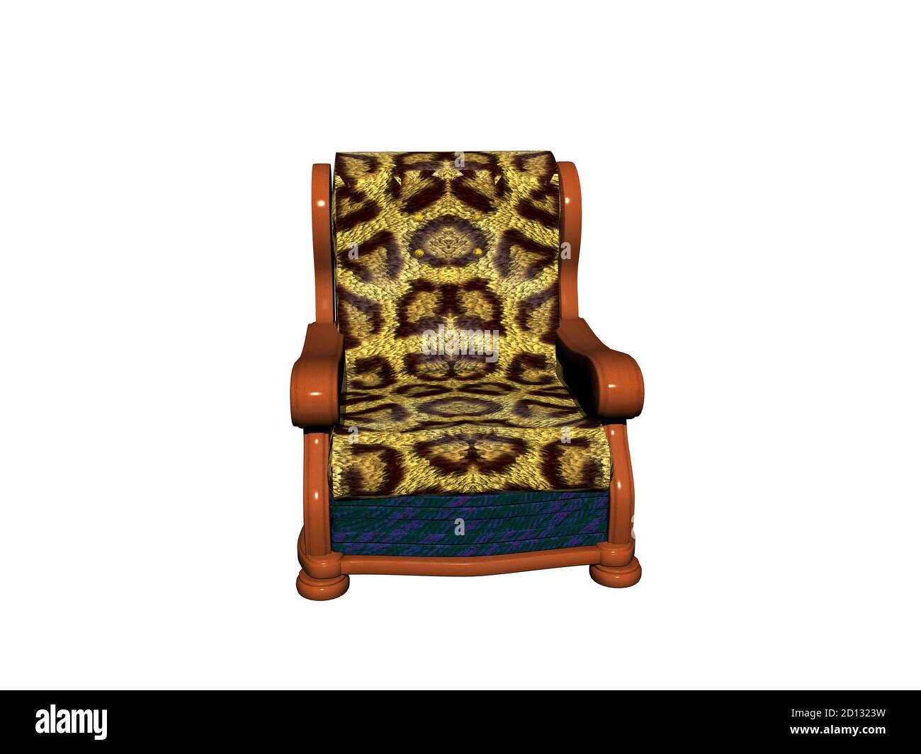 comfortable wooden armchair with spotted upholstery Stock Photo Alamy