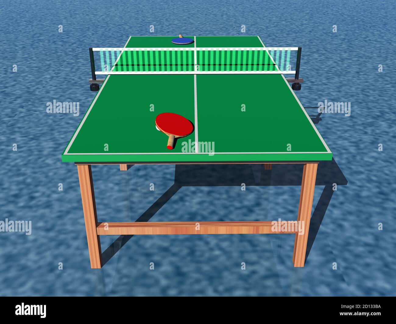 green table tennis table with net and rackets Stock Photo Alamy