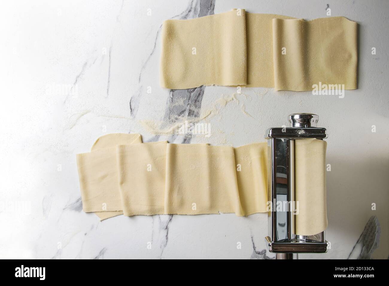 Rolled dough for homemade italian uncooked pasta lasagna from pasta