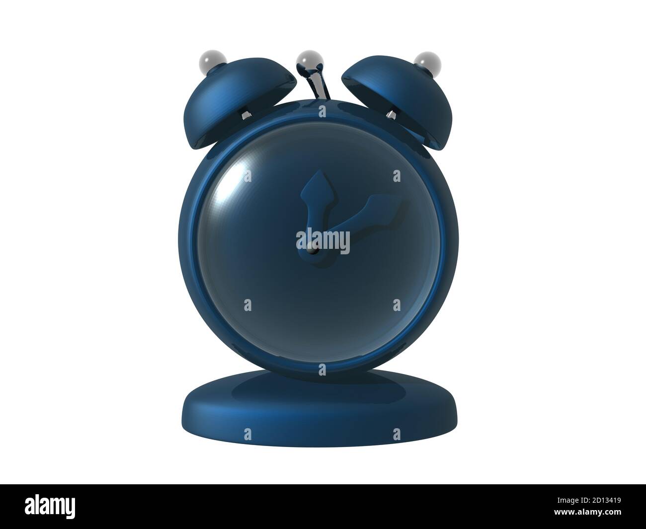 old fashioned blue alarm clock with bells Stock Photo Alamy