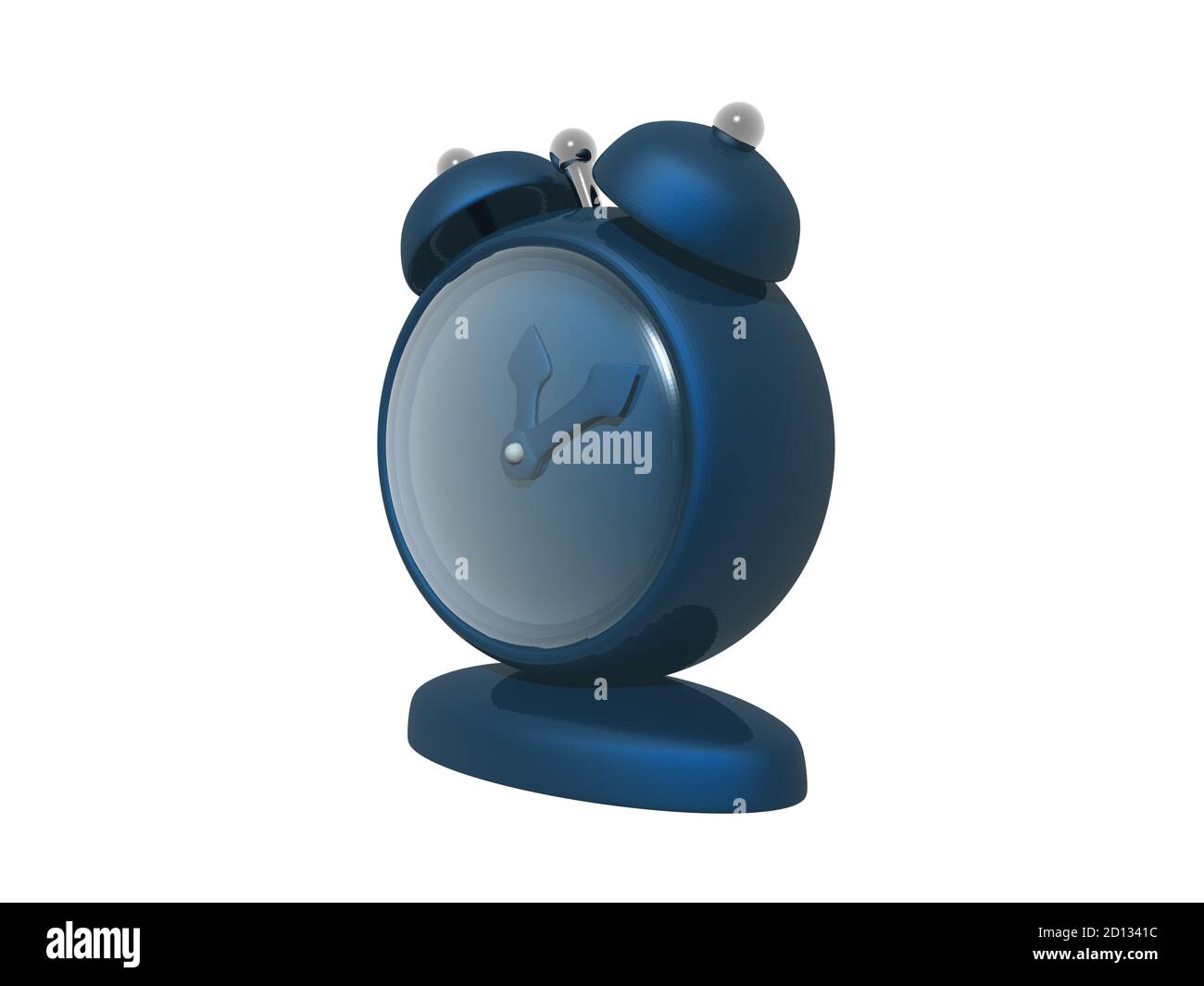 old fashioned blue alarm clock with bells Stock Photo Alamy